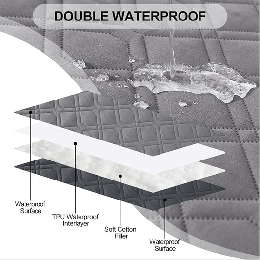 Smiry Waterproof Dog Blanket, 52x82 Inch Soft Pet Bed Cover Reversible, Washable Sofa Couch Furniture Protector for Small Medium Large Dog Puppy Cat, Geometric, Grey/Dark Grey