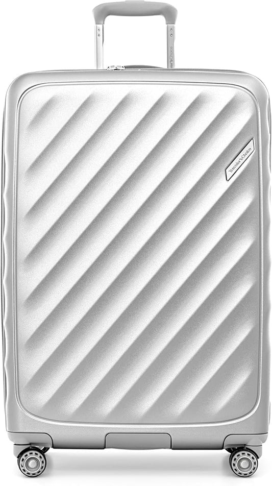 Traveler's Choice Elm Expandable Spinner Luggage Set, Matte Silver, 29" Large Checked