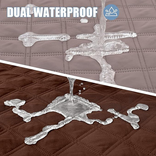 Smiry Waterproof Dog Bed Cover Pet Blanket, Soft Washable Dog Blanket for Furniture Bed Couch Sofa Reversible, Checkered (30"x70", Greyish Brown/Brown)