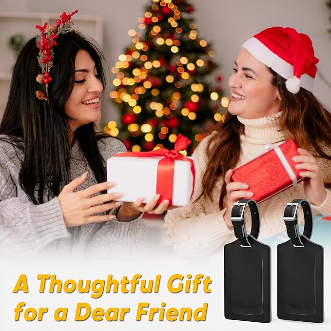 Travelambo 30 Pack Luggage Tags Faux Leather for Suitcases Travel Bag Labels with Protection Cover ID (Black)