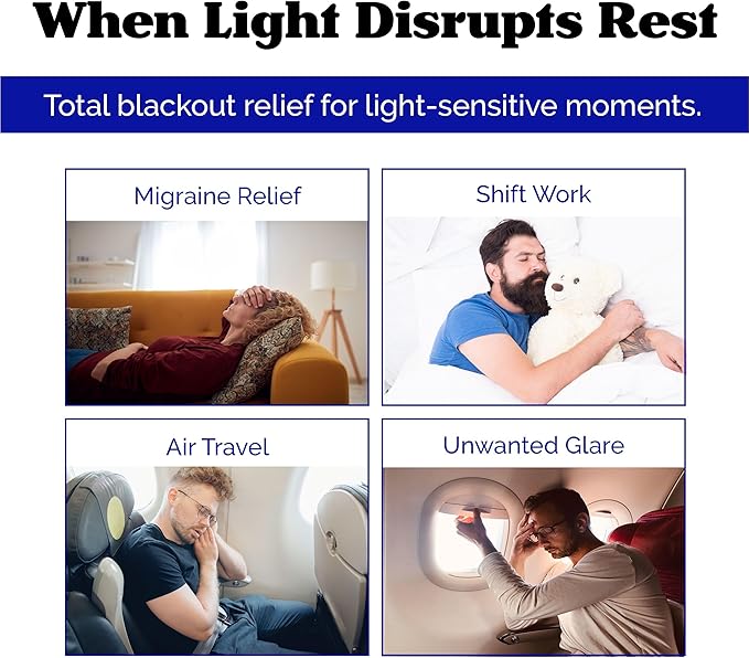 Complete Light Blocking 3D Sleep Mask – Blackout Eye Mask for Sleeping, Lash Extensions & Side Sleepers – Pressure-Free Comfort with Adjustable Strap, Travel Bag & Earplugs