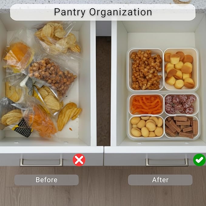 2 Pack Mini Snackle Box Container - 4 Compartment Divided Serving Tray with Lid for Meal Prep, Lunch, School - Dishwasher Safe, Reusable Travel Snack Box for Candy, Fruits, Snacks