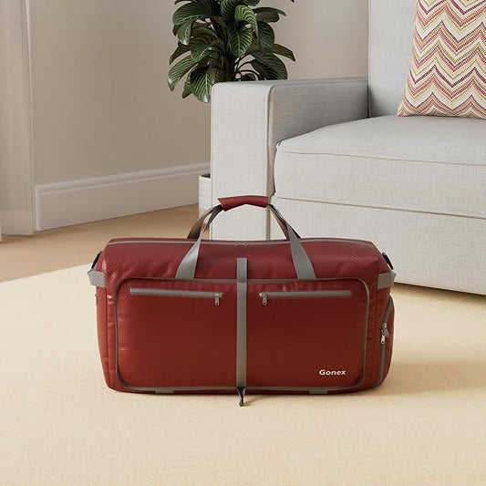 Gonex 40L 60L 80L 100L 150L Large Foldable Travel Duffle Bag with Shoes Compartment, Packable Lightweight Water Repellent Duffel Bag for Camping Gym Weekender Bag