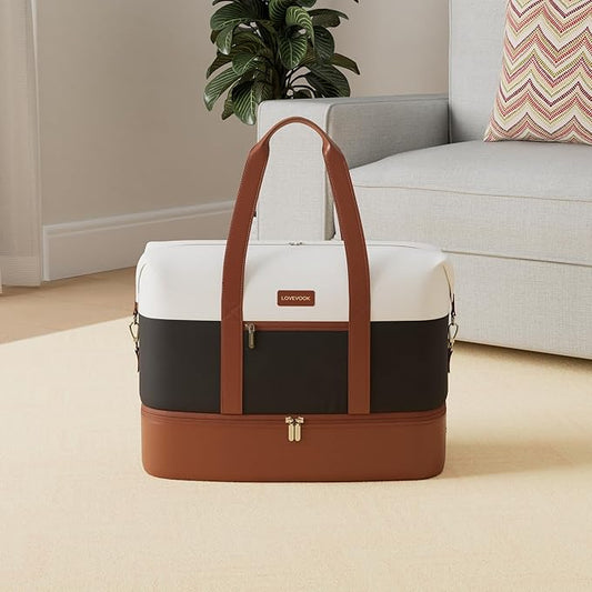 LOVEVOOK Weekender Bag, Large Travel Duffel Bag for Women with 2 Packing Cubes, Carry on Overnight Bag with Shoe Compartment, Mom Hospital Bags for Labor and Delivery