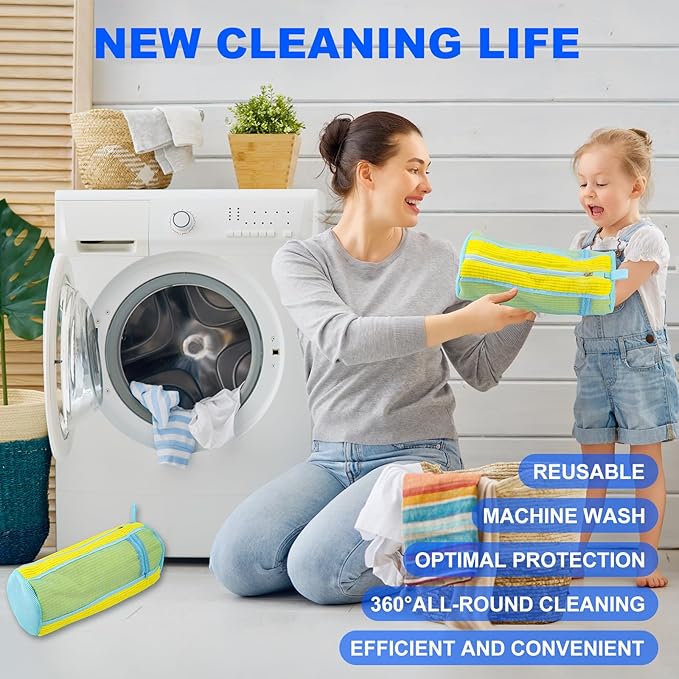 Shoe Washing Bag for Washing Machine - Durable Shoe Washing Machine Bag for Most Children's Shoes (Small Yellow 2PCS)