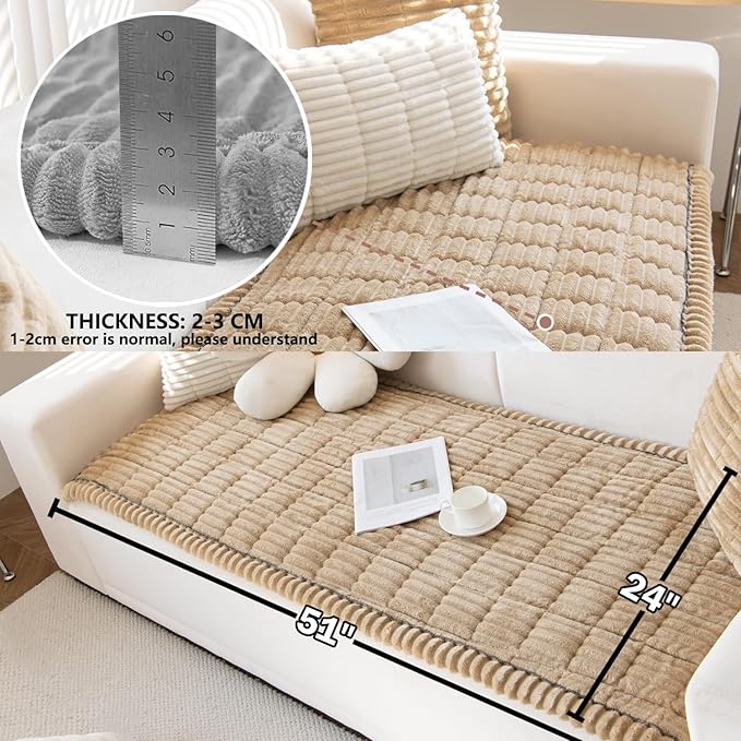 Dog Bed Mat for Car Backseat Extender, Non-Slip Pet Bed Mat for Car Back Seat Protector Cover, Furry Dog Couch Cover, Washable Travel Dogs Bed for Cars, SUVs, Sedans. (51" x 24") (Coffee, M)