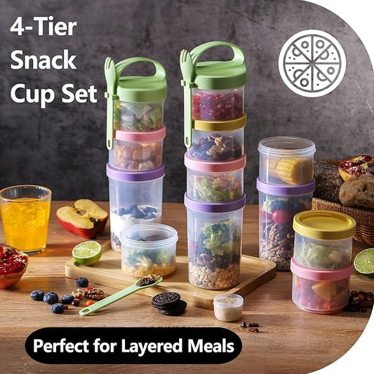 Portable & Airtight Food Storage Containers | 4-Piece Stackable Jars with Twist-Lock Lids | 60 oz Leak-Proof BPA-Free Jars for Snacks, Formula & Powder