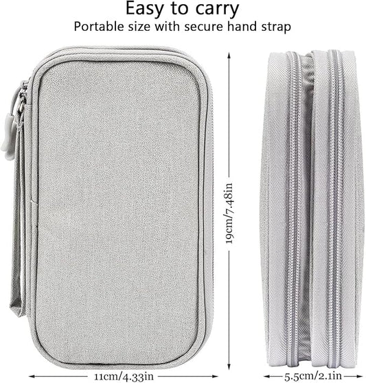 Portable Waterproof Double Layers Travel Cable Organizer Pouch Electronic Accessories Carry Case All-in-One Storage Bag for Cord, Charger, Phone, Earphone, Grey