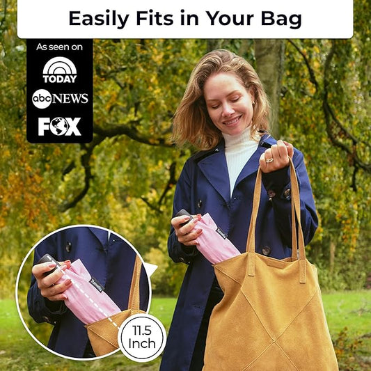 TUMELLA Strongest Windproof Travel Umbrella (Compact, Superior & Beautiful), Small Strong but Light Portable and Automatic Folding Rain Umbrella, Durable Premium Grip, Fits Car & Backpack