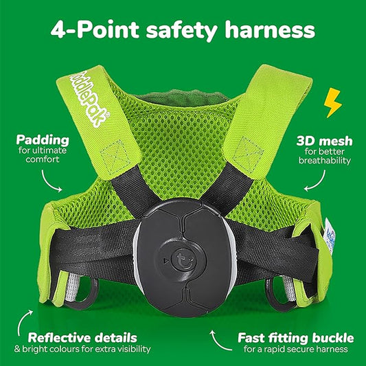 Trunki Toddler Leash - Fuss Free Toddler Walking Reins & Kids Safety Harness | Baby Leash for Kids – Dudley Dinosaur (Green)