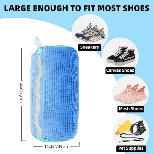 2Pcs Shoe Washing Machine Bag, Quick & Easy Cleaning, Laundry Shoe Bag for Washer and Dryer, Cleaning Bag for Sneaker & Most Shoe Types and Sizes (Blue)