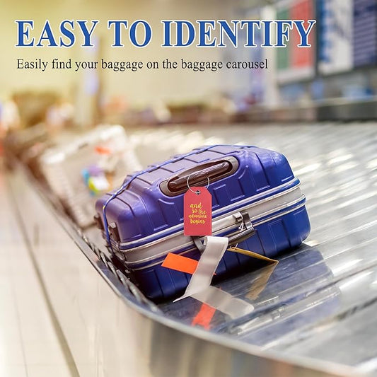 Luggage Tag & Initial Baggage Tags for Suitcases Leather Bag Tags for Backpacks Handbag School Instrument with Name ID Label Travel Essentials, Unique Fun Navy Red Personalized Luggage Tags 2 Pack