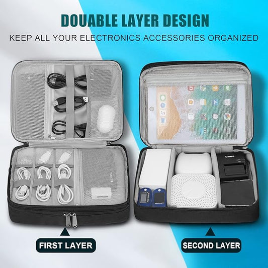 Electronic Organizer Travel Universal Cable Organizer Electronics Accessories Bag for Cable, Charger, Phone, USB, SD Card,1Pack
