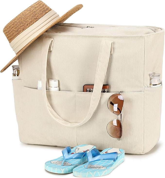 Beach Pool Bags Tote for Women Ladies Large Gym Tote Carry On Bag With Wet Compartment for Weekender Travel Waterproof