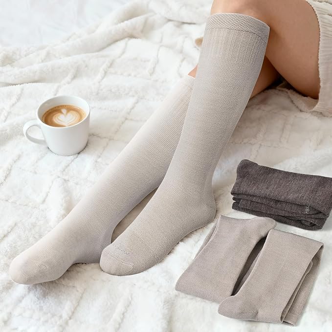 LEVSOX Thick Merino Wool Compression Socks for Women and Men 20-30mmHg Knee High Support Socks for Flying Nurses Pregnancy