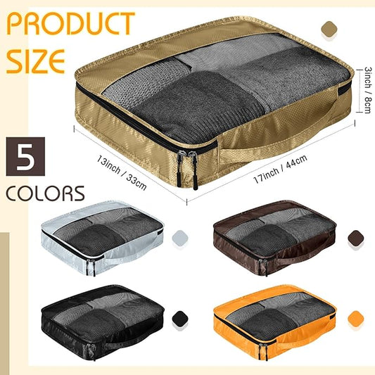 5 Pcs Packing Cubes for Suitcase Large Travel Cubes Carry on Luggage Organizer Bags for Clothes Accessories(L,Apricot)