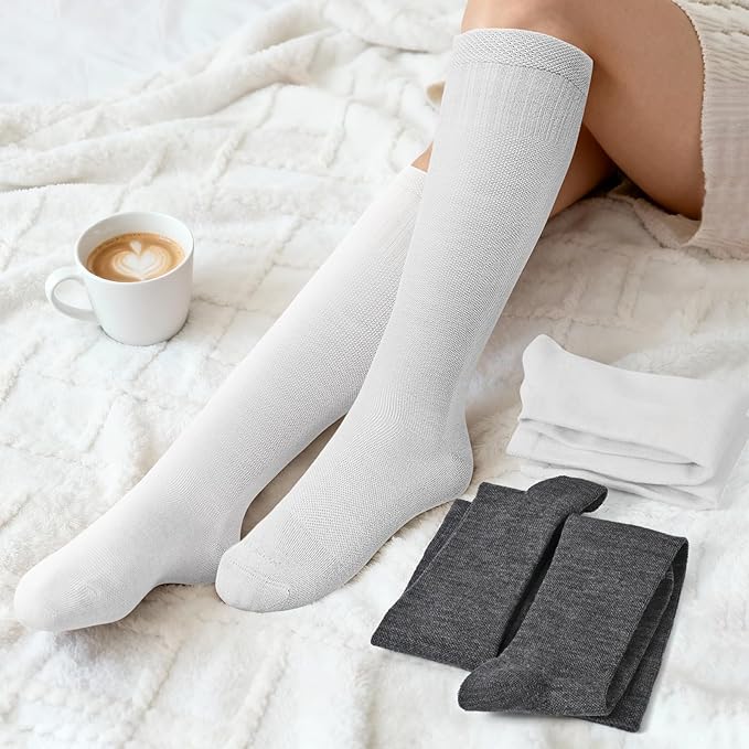 LEVSOX Thick Merino Wool Compression Socks for Women and Men 20-30mmHg Knee High Support Socks for Flying Nurses Pregnancy