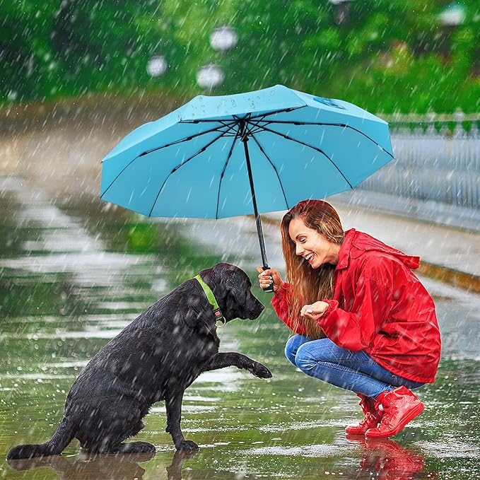 ZOMAKE Travel Umbrella Compact - 10 Ribs Portable Collapsible Umbrellas for Rain Windproof - Paraguas Automatic Small Folding Umbrella Lightweight Packable Umbrella for Women Men