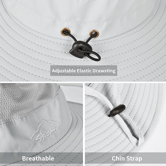 Sun Hats for Men Women Fishing Hat UPF 50+ Breathable Wide Brim Summer UV Protection Hat