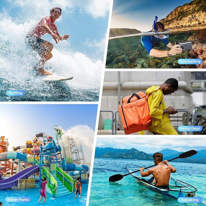 ProCase 2 Pack Floating Waterproof Phone Pouch Up to 7", IPX8 Floatable Underwater Phone Case Dry Bag for iPhone 17/Air 16 15 14 13 12 11 Pro Max Xs Max XR X 8 7 Plus SE/Galaxy S24 S23 S22 - Black