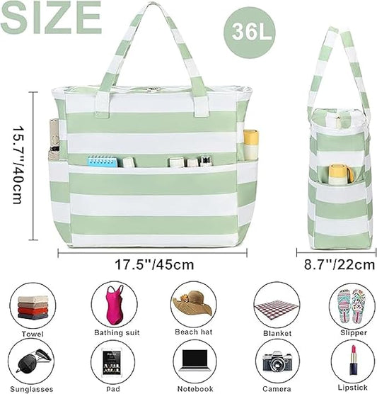 Bluboon Waterproof Beach Tote Pool Bags for Women Ladies Extra Large Carry On Bag With Wet Compartment for Weekender Travel