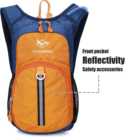 Ivygreen Kids Hydration Backpack, Hiking Backpack for Boys or Girls with 1.5L Water Bladder