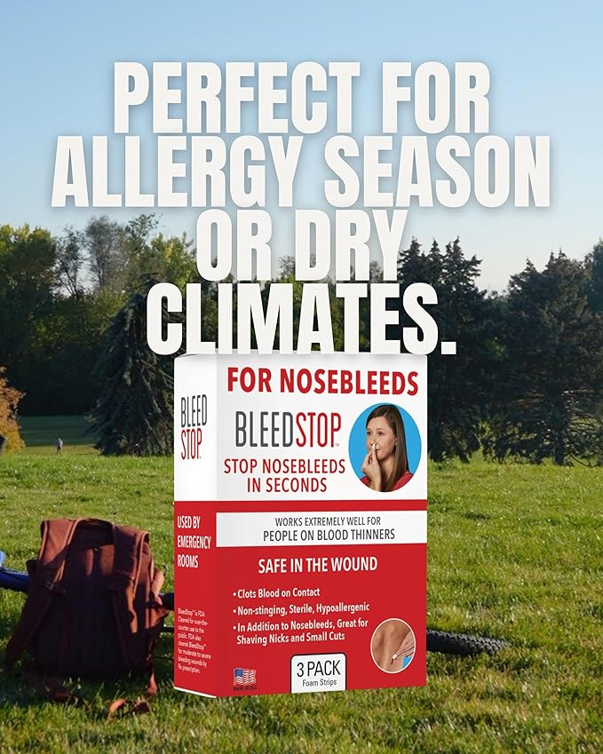 BleedStop™ First Aid Powder Strip for Blood Clotting, Trauma Kit, Blood Thinner Patients, Camping Safety, and Survival Equipment for Moderate to Severe Bleeding Wounds or Nosebleeds - 18g (Pack of 3)