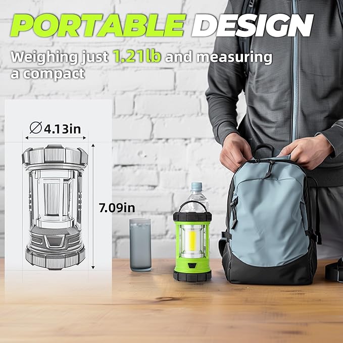 Camping Lantern 3000LM, LED Lanterns for Power Outages with 4400mAh Phone Charger, Impact-Resistant Rechargeable Lantern, 5 Light Modes Waterproof Lantern for Hurricane Emergency