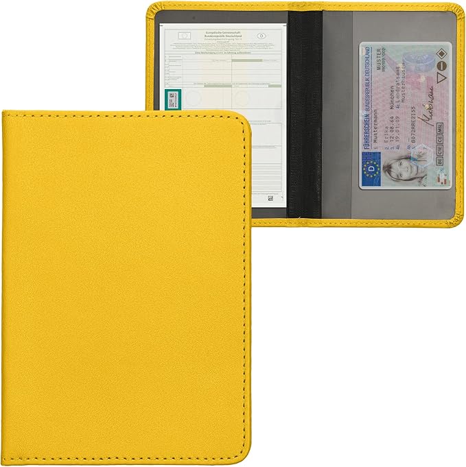 kwmobile Registration and Insurance Holder - Car Document Holder for Vehicle Documents and Cards - PU Leather - Black