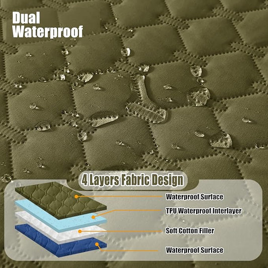 Smiry Waterproof Dog Bed Cover Blanket, Soft Reversible Pet Blanket, Washable Leakproof Cats Dogs Couch Cover for Sofa, Couch, Furniture, Plaid (82x120 Inch, Green/Navy)