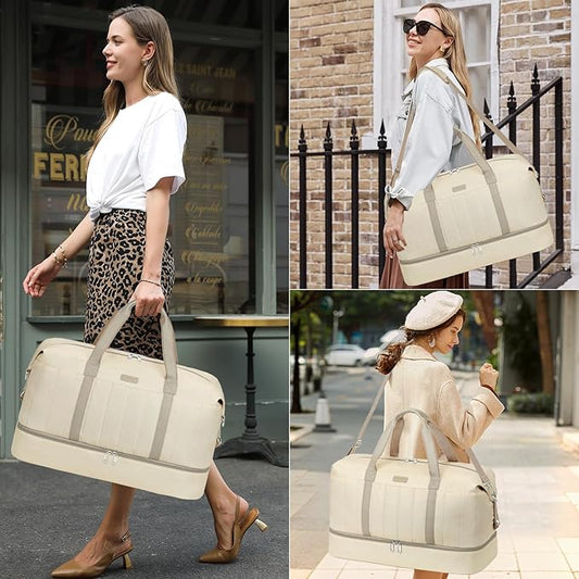 IBFUN Weekender Bags for Women, Travel Duffle Bag with Shoe Compartment Carry on Weekender Overnight Duffel for Weekend Travel Business Trip 3PCS