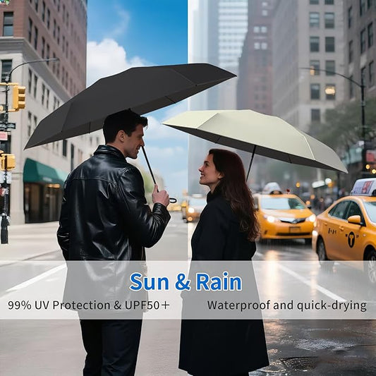 Compact Mini Windproof Travel Umbrella-UPF 50+ Sun & Rain Protection, Small Folding Design Fits in Pocket or Purse, Lightweight Portable with Case for Women, Men & Kids