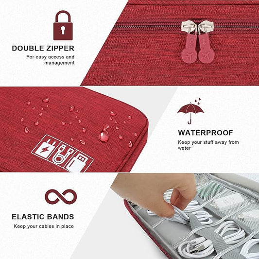 Electronic Organizer Travel Universal Cable Organizer Electronics Accessories Bag for Cable, Charger, Phone, USB, SD Card,1Pack