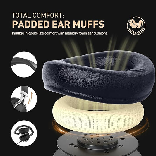 AILIHEN C90 Wired Headphones with Microphone Volume Control, Noise Reduction Over Ear Headphones Wired 3.5mm, Super Soft Corded Headphone for Cellphones, Tablet and Chromebook (Black, Classic, L)