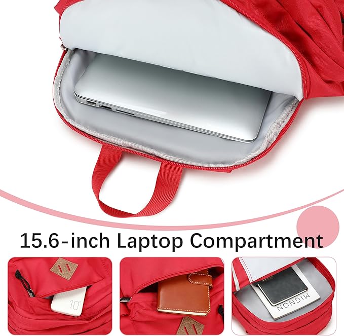 abshoo 29L Backpack for School College Bookbag Middle High School Backpacks Casual Daypack Travel Backpack (Red)