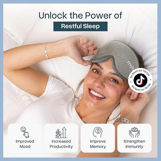 MyHalos® Cotton Sleep Mask - Eye Masks for Sleep - 100% Blackout Sleeping Mask for Women, Men & Side Sleepers - 3D Sleeping Eye Mask for Zero Pressure - Award Winning Design and Eyelash Friendly