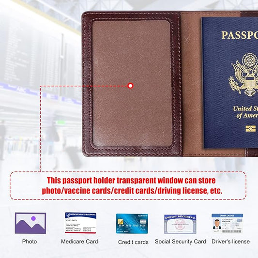 TIGARI Passport Holder for Travel Women Men, Valentines Day Gifts PU Leather Wallet Cover Case Sleeve, Waterproof Protected Document Organizer, Vacation Plane Cruise Travel Essentials
