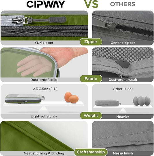 Cipway Mesh Compression Packing Cubes, Ultralight See Through Luggage Organizer Bags, Travel Essentials for Carry on Suitcase(3 Pcs,Green)