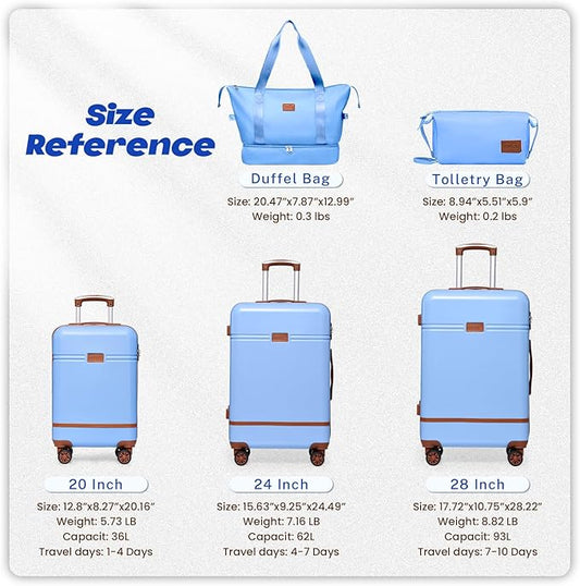 Krute Carry On Luggage Sets 3 Pieces Suitcase Set Hard Shell PC+ABS Airline Approved Suitcases with Spinner Wheels TSA Approved 20 Inch Luggage (BlackBrown)