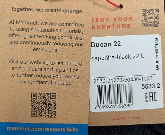 Mammut Ducan 22 – Unisex Outdoor Backpack for Hiking, Running, and Everyday Adventures, Sapphire-Black, 22L