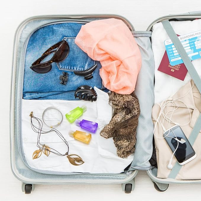 100 Pack 1 OZ Travel Plastic Bottles, Flip Cap Empty Refillable Toiletry Bottle, Mini Clear Hand Sanitizer Bottle, Small Squeeze Sample Container for Shampoo Lotions Liquid Body Soap Cream