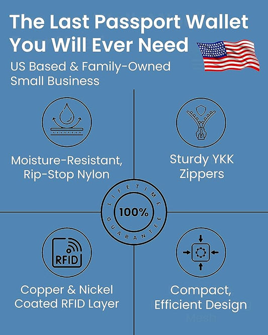 Passport Holder Family up to 6 Passports, Large Passport Wallet and Premium Travel Document Holder Organizer with RFID Anti-Theft Blocking - 7 Bonus RFID Blocking Sleeves - Rose