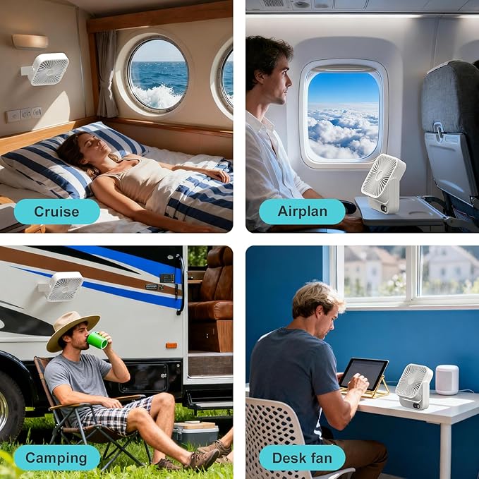 Zaardend Cruise Ship Approved Magnetic Fan, Upgraded 5000mAh Rechargeable & Plug-In, Cruise Must Haves Essentials 2026, Portable Travel Fan Magnetically Cabin Ceiling Airplane RV Camping