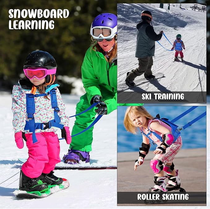 Odoland Kids Ski Training Harness with Backpack, Adjustable Strap & Lift Handle for Beginners Boy and Girl