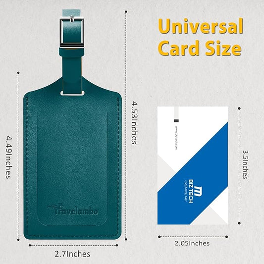 Travelambo 8 Pack Luggage Tags Faux Leather for Suitcases Travel Bag Labels Travel Accessories Essential with Protection Cover ID (Summer Green)