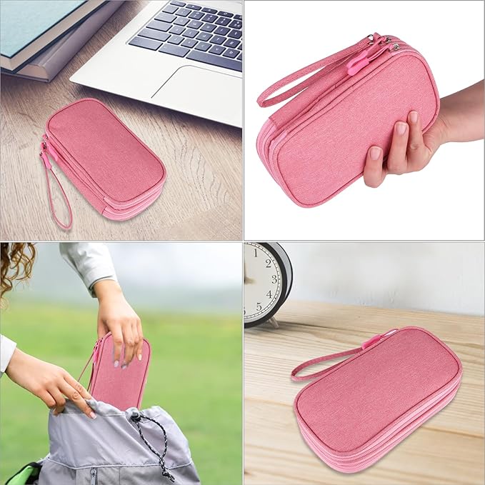 Pink Travel Gadget Bag - Ultimate Cable &accessories Organizer for Chargers, Phones & Memory Cards