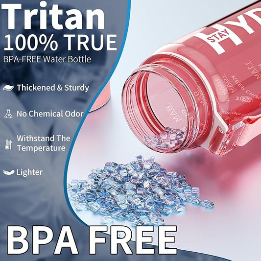 Water Bottle, 32 oz Motivational Water Bottles with Time Marker-Tritan & BPA Free, Sports Water Bottle with Time to Drink & Strap, Wide Mouth, Leakproof -Gift for Christmas Gym Fitness & Outdoor