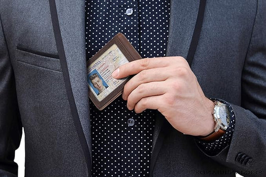 SERMAN BRANDS RFID Blocking Slim Bifold Genuine Leather Minimalist Front Pocket Wallets for Men with Money Clip Thin Gift