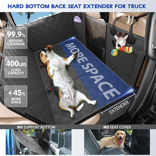 XL Truck Back Seat Extender for Dogs, 59x29 Dog Seat Cover Back Seat Hard Bottom, Dog Hammock for Truck Full Size, Pet Seat Covers for Crew Cab F150, RAM1500, Sierra, Tundra, Silverado, Titan