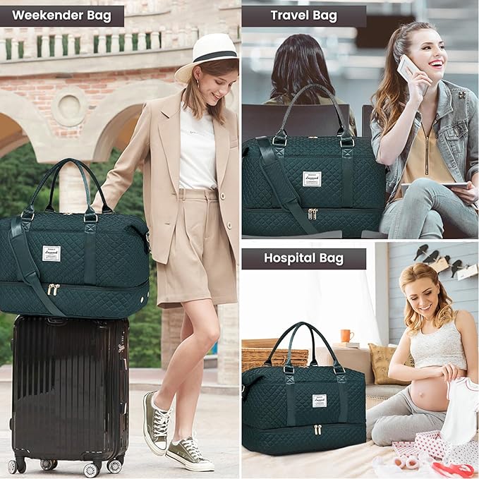 LOVEVOOK Travel Duffle Bag,Weekender Bags for Women with Shoe Compartment,Carry on Overnight Bag with Toiletry Bag,Gym Duffel Bag with Wet Pocket, Hospital Bags for Labor and Delivery
